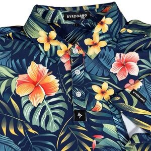 ByrdGang Golf Polo Shirt Floral AOP Colorful Performance Men’s Size Large Casual